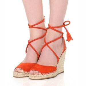 Joie Phyllis Suede Lace-Up Wedge Espadrille Sandal